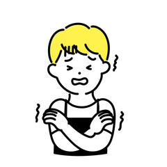 かわいい人物のイラストシリーズ _ 男性の店員_ 寒い