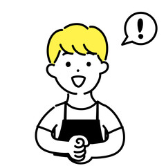 かわいい人物のイラストシリーズ _ 男性の店員_ 閃く