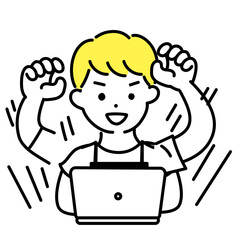 かわいい人物のイラストシリーズ _ 男性の店員_ 捗る