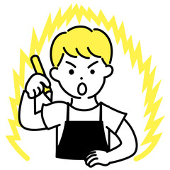 かわいい人物のイラストシリーズ _ 男性の店員_ 学ぶ