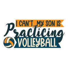 Volleyball lettering for greeting card design, signs, sport illustration. Festive decoration, t shirt design. Vector illustration