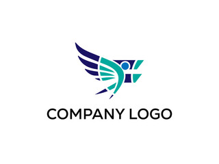 Obraz premium F letter Modern abstract Creative digital wings logo. vector illustration logo. modern style Awesome logo in shape a template Mode flat.