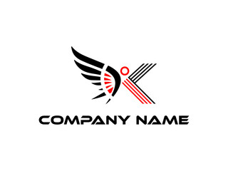 K letter Modern abstract Creative 
 digital wings logo. vector illustration logo. modern style Awesome logo in shape a template Mode flat.