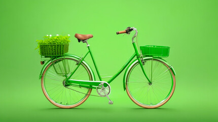 A green beautiful cycle on a green background, created using Generative AI tools