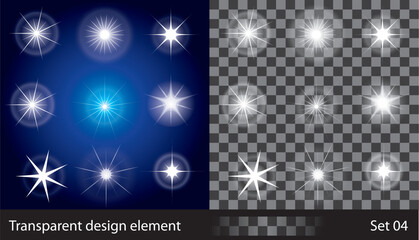 Set of transparent stars. Vector illustration for design.