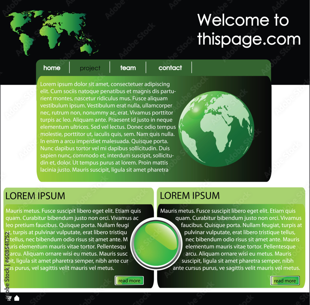 Wall mural nice web site template banner with frame in green and yellow color