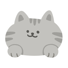 Cute Smile Gray Stripe Cat Hanging Over Cartoon Illustrattion