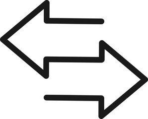 Transferring arrow icon line. Linear style sign for mobile concept and web design. Left right arrow simple line vector icon. Replaceable vector design.