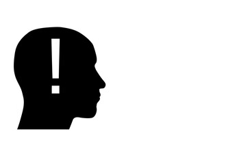 Silhouette of a head with an exclamation mark