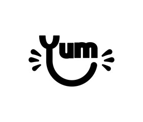 Yum Yum text. Only one single word. Printable graphic tee.