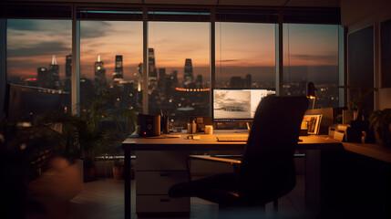 Office interior design with a stunning view