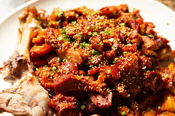Korean spicy pork feet dish
