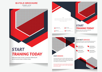 Modern GYM bi-fold brochure design Template Fitness training center