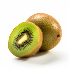 A fresh kiwi isolated on white background. Fresh raw organic fruit. Generative AI.