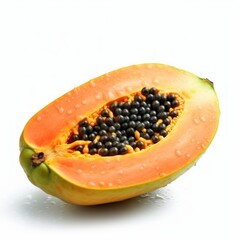 Fresh sliced papaya isolated on white background. Fresh raw organic fruit. Generative AI.