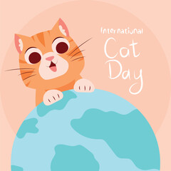  Vector about International cat day flat background.