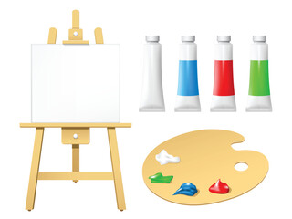 Easel with blank board and palette