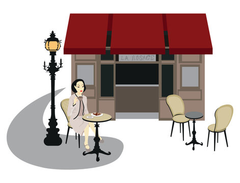 Woman sitting outside a cafe