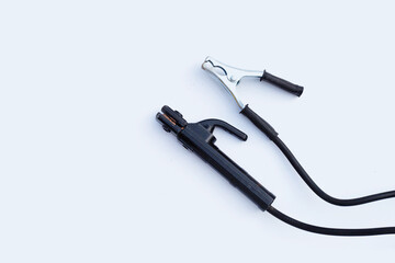 Welding equipment on white background.