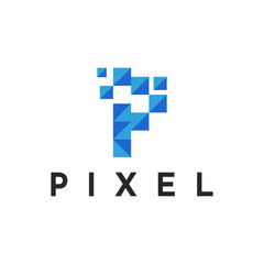P Pixel Letter Logo Design Idea