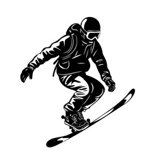 Snowboarding  Logo Monochrome Design Style