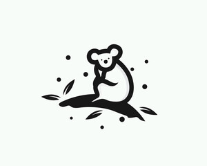 silhouette koala patch at tree logo icon symbol design template illustration inspiration