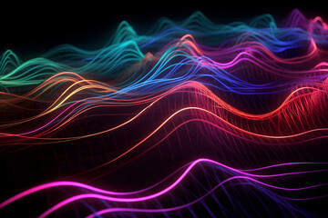 Fototapeta premium abstract background with neon glowing waves
