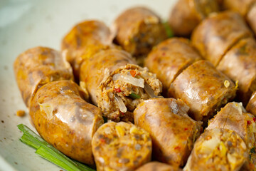 sundae, meat in pig intestines,Korean traditional food