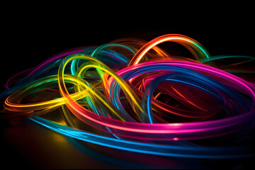 abstract background with neon glowing curved lights