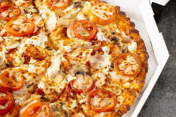 pizza with tomato and cheese