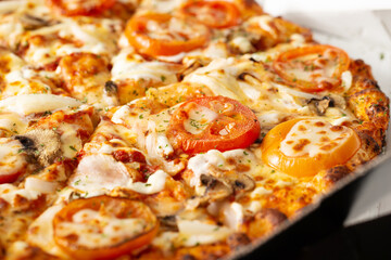 pizza with tomato and cheese
