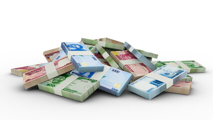 3D rendering of Stacks of Nigerian naira notes