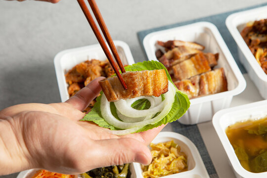 Samgyeopsal, fresh raw pork belly 
