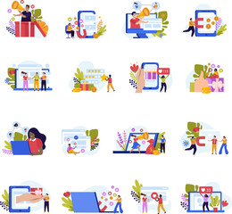 Referral Program Flat Icon Set