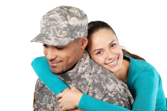 Woman Hugging Soldier