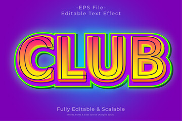 Club style editable 3d text effect vector