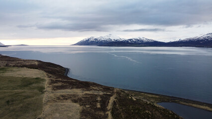 Aerial view of the beautiful landscape with the nature of Iceland
