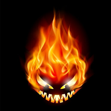 Evil burning Halloween symbol. Illustration on black background