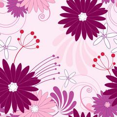Fototapeta na wymiar vector floral seamless pattern with violet flowers