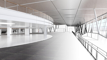 big exhibition space, a sales event area, and contemporary design ideas.,3d rendering