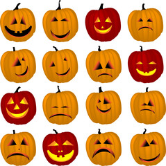 vector set of halloween pumpkins