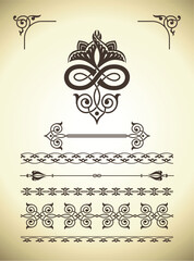 Calligraphic design elements and page decoration set