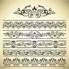 Calligraphic design elements and page decoration set