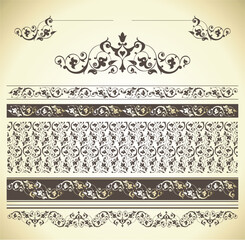 Calligraphic design elements and page decoration set