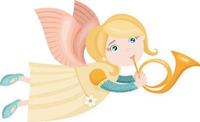 vector illustration of a cute christmas angel