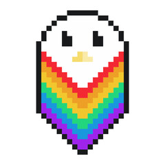 Obraz premium LGBT Pride Rainbow Bird Badge, Pixelated Icon