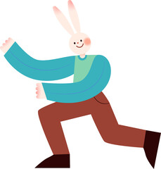 Flat Style Rabbit Dancing