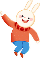 Rabbit in Winter Outfit