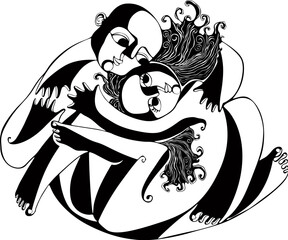 Lovers. Contour version.