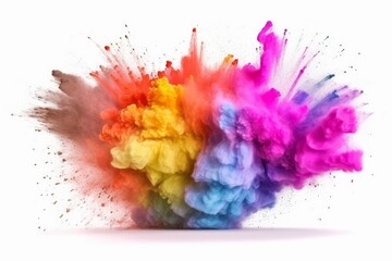 Fototapeta na wymiar Colored powder explosion. Paint holi. Colorful rainbow. Generative AI